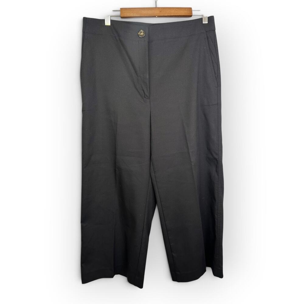 Ann Taylor Women 12 Kate Curvy Black Wide Leg Crop Trousers Polished Workwear
